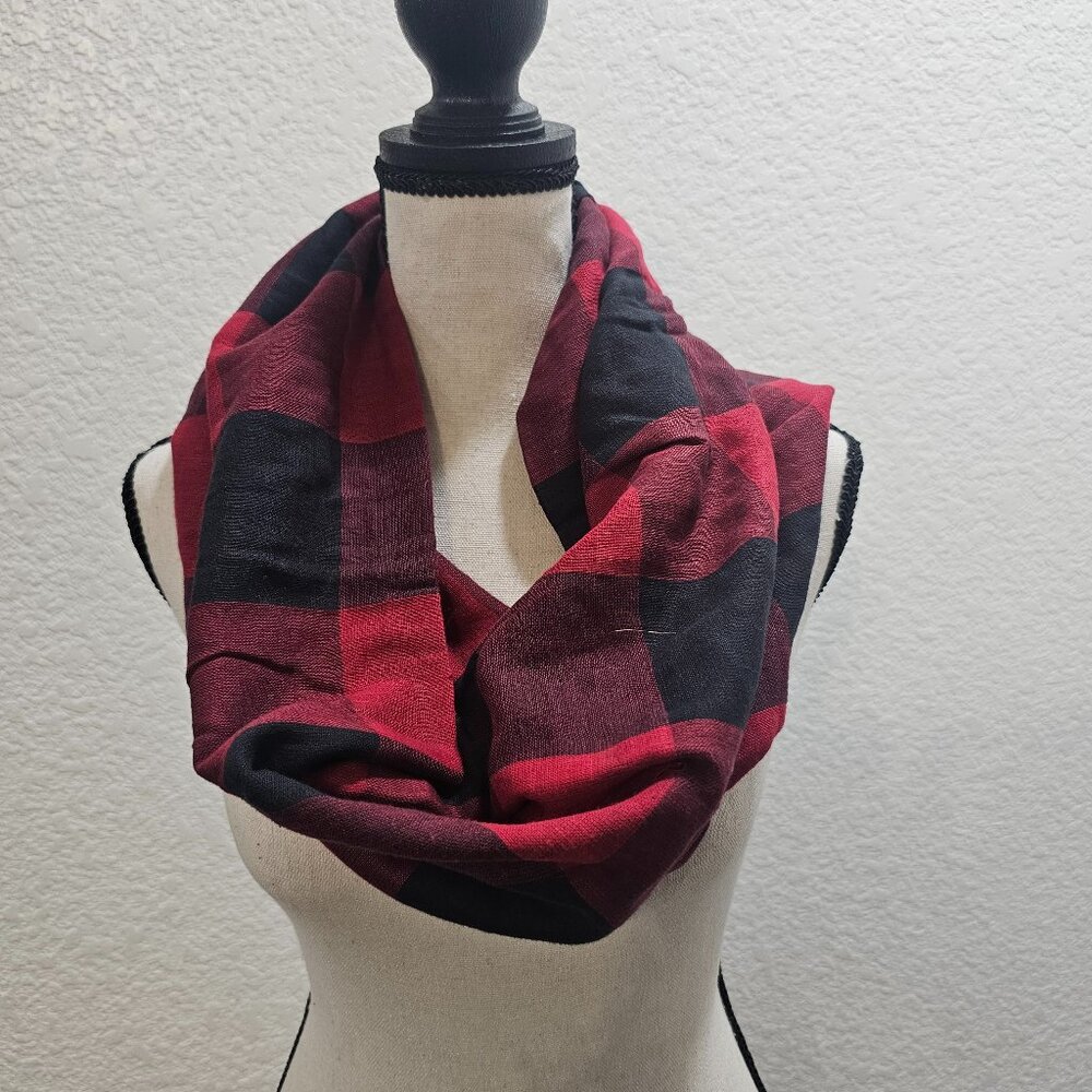 Infinity Scarf, Red/Black Buffalo Plaid